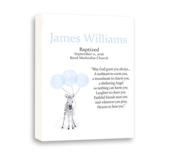 Baby Boy Baptism Gift, Christening Gift From Godparents - Gallery Wrapped Canvas