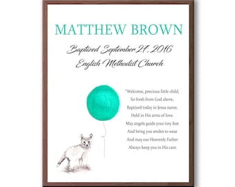 Dedication Day Art Gift, Baptism Poem, Baptism Wall Art Decor, Christening Gift