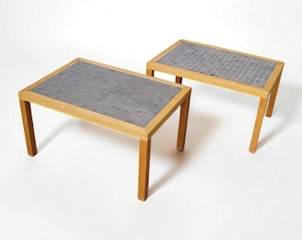 Vintage Jane & Gordon Martz Tile Top Side Tables: 1960s Marshall Studios Pair