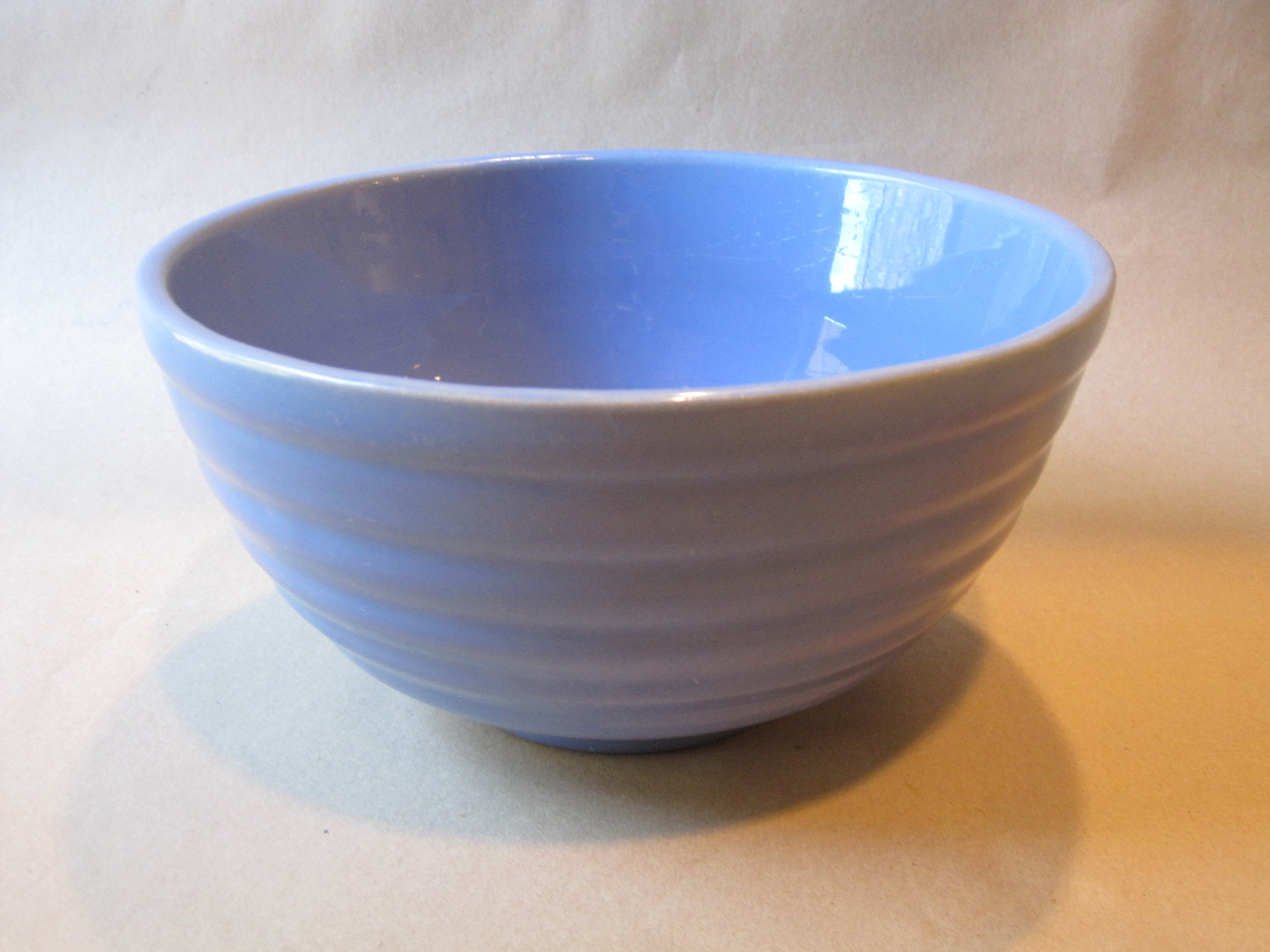 Vintage Bauer Pottery Ringware Bowl: Pastel Blue Mixing Bowl (8.5