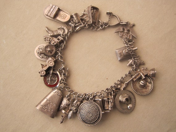 Vintage Sterling Silver Link Charm Bracelet With 30 Silver - Etsy