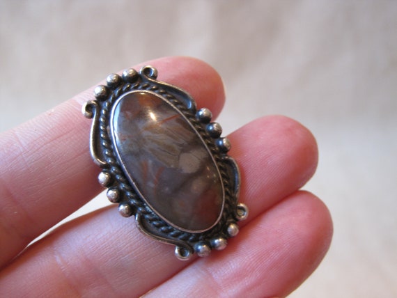 Vintage Navajo Sterling Stone Ring Sz 6 Oval Brow… - image 6