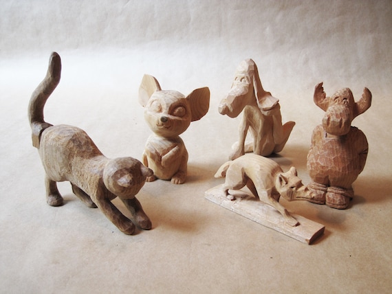 Vintage Hand Carved Pine Wood Animal Figurines: Appalachian Folk  display picture 1
