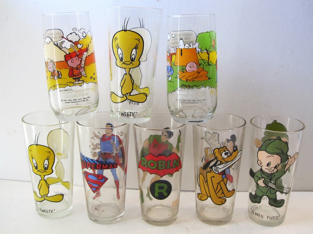Vintage Pepsi Mcdonalds Lot of 8 Collectors Glasses 1970s Promotional