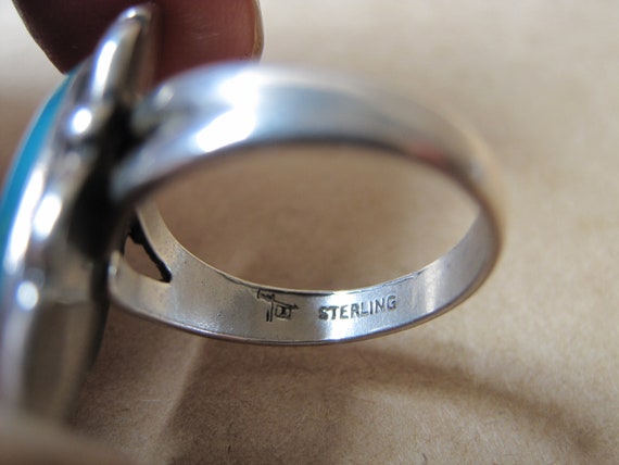 Vintage Hopi Sterling Turquoise Ring Sz 5.5 Bell … - image 4