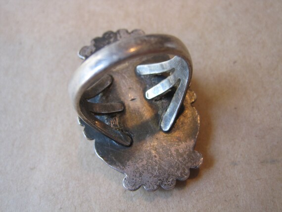 Vintage Navajo Sterling Stone Ring Sz 6 Oval Brow… - image 4