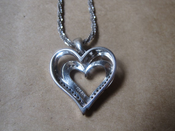 ネックレス・ペンダント [VINTAGE HOLLYWOOD] Heart Stone Pendant Vintage Sterling Silver Marquisette Heart With Red Stone