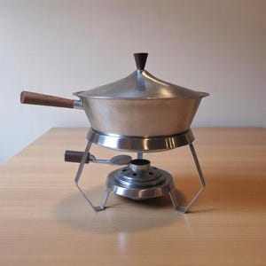 Vintage Fraser Denmark Fondue Pot: Mid Century Modern Stainless Steel Chafing Dish