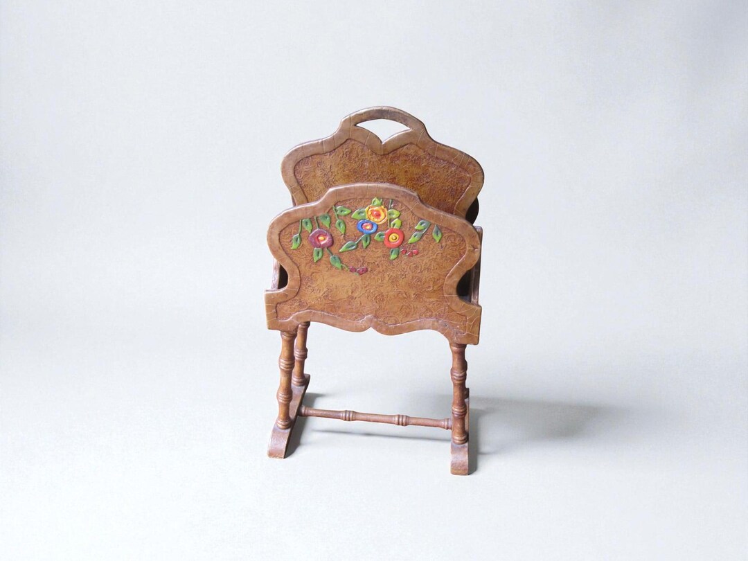 Vintage Arts and Crafts Magazine Rack Stand Spanish Revival Bungalow ...