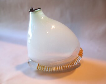 Vintage Post Modernist Mouth Blown Art Vase Sculptural Glass Artist Signed Dated George Jercich '82 Jercich Glass Studio Los Osos CA 8"H
