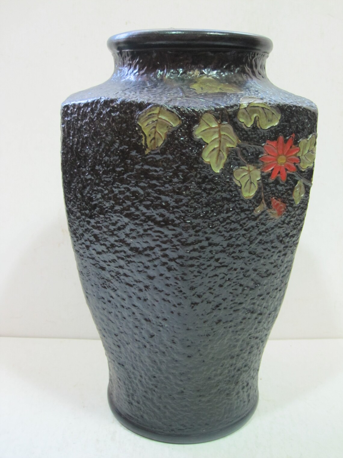 Vintage Tall Tokanabe Vase Nippon Black Pottery Japan Antique Etsy