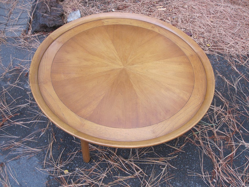 1960s Mid Century Coffee Table Round Lip Edge Top Danish Etsy