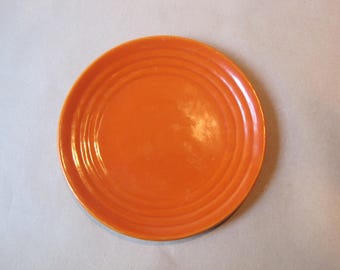 Vintage Bauer 8" Pottery Dish: Orange Ring-ware Salad Plate