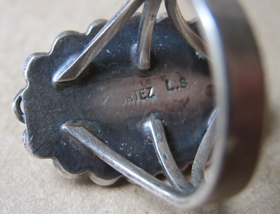 Vintage Navajo Sterling Turquoise Ring Sz 5.5 Ova… - image 3