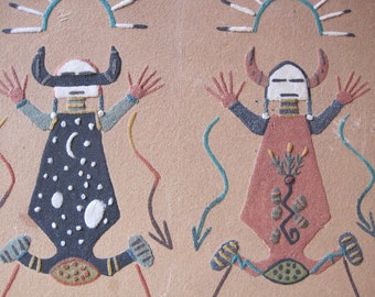 Vintage Sand Art Painting Mother Earth Father Sky Native