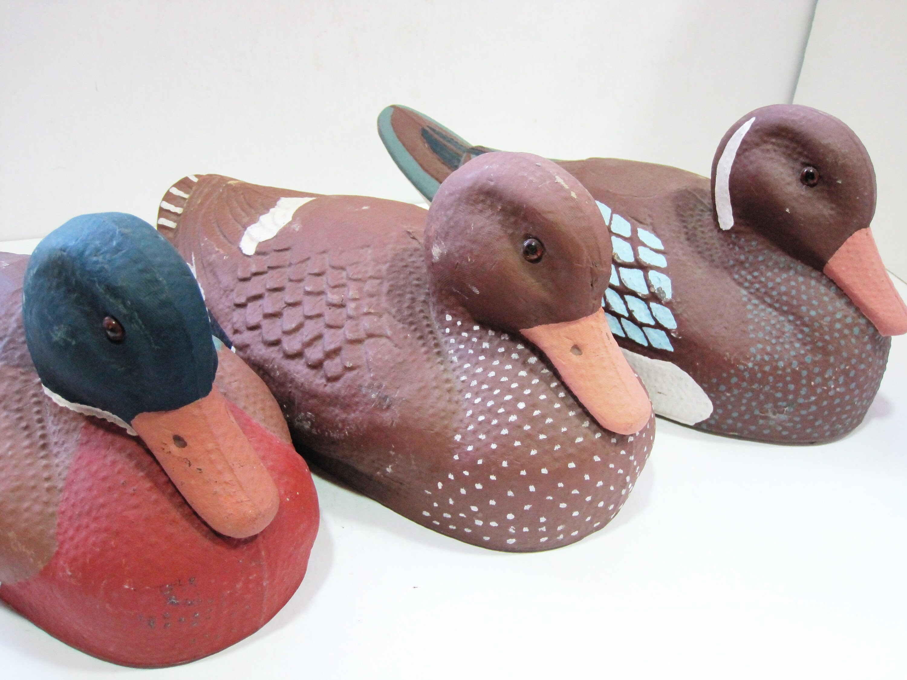 3 Paper Mache 1930s Duck Decoys Hand Painted Hunting Lodge Etsy