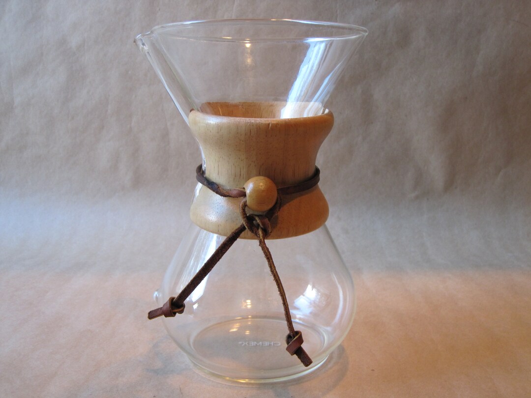 Vintage Mid Century Chemex Coffee Maker Decanter Carafe Wood Collar