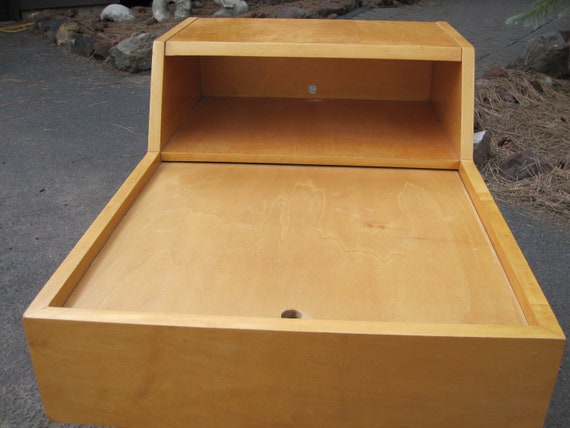 Vintage 1950s Atomic End Table Slide Top Storage Mid Century