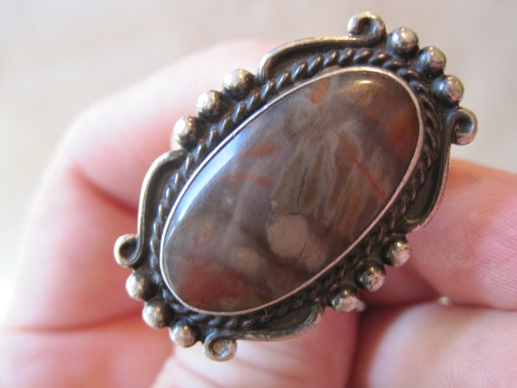 Vintage Navajo Sterling Stone Ring Sz 6 Oval Brow… - image 7