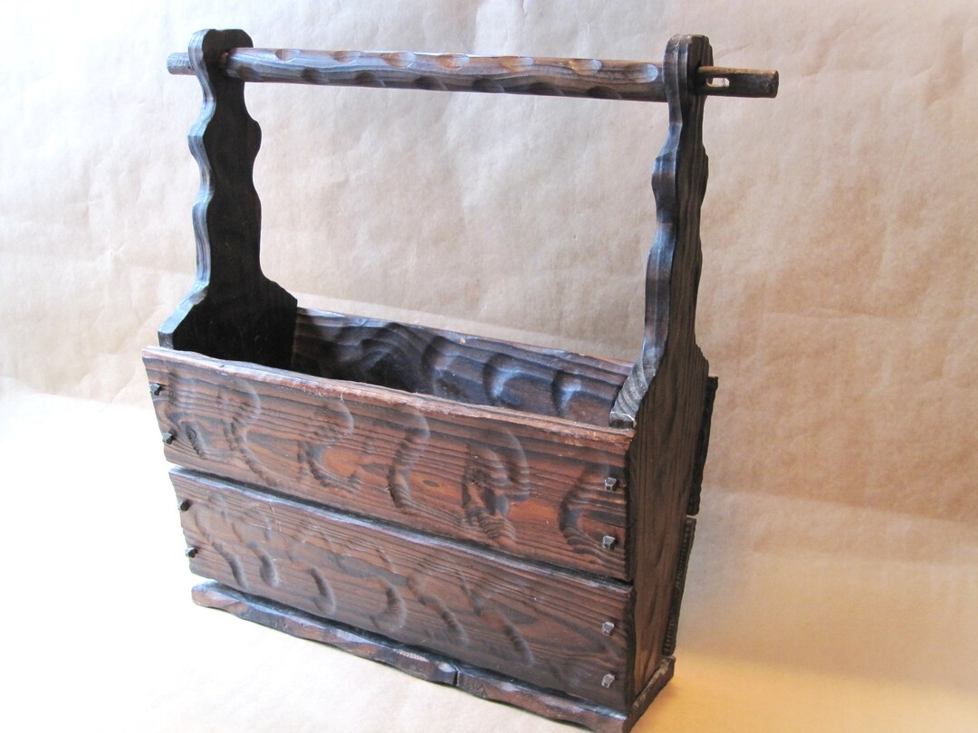 Vintage Mexican Pine Magazine Rack Holder Mid Century Rustic Etsy