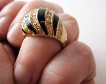 Vintage 18K Heavy Gold Electroplate Domed Stone Ring SZ 7