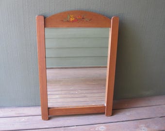 Vintage Hand Painted Wood Wall Mirror Mexican Sleeping Man Natural Finish Coronado Monterey Early California Hacienda Furniture