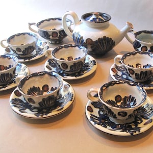 1930s Danish Pottery Tea Set: Herman A. Kähler HAK, Hand-Painted Glaze (Vintage Condition)