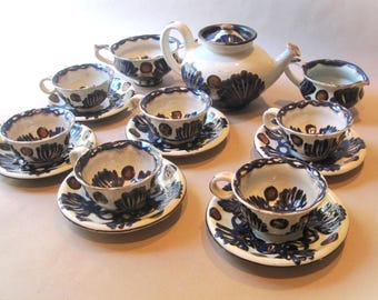 1930s Danish Pottery Tea Set: Herman A. Kähler HAK, Hand-Painted Glaze (Vintage Condition)