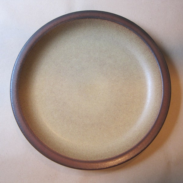 Vintage Edith Heath Pottery Dinner Plate 11.5" Rim Line Mojave Glaze Gold Brown Mid Century California Studio Art Pottery Stoneware Dish