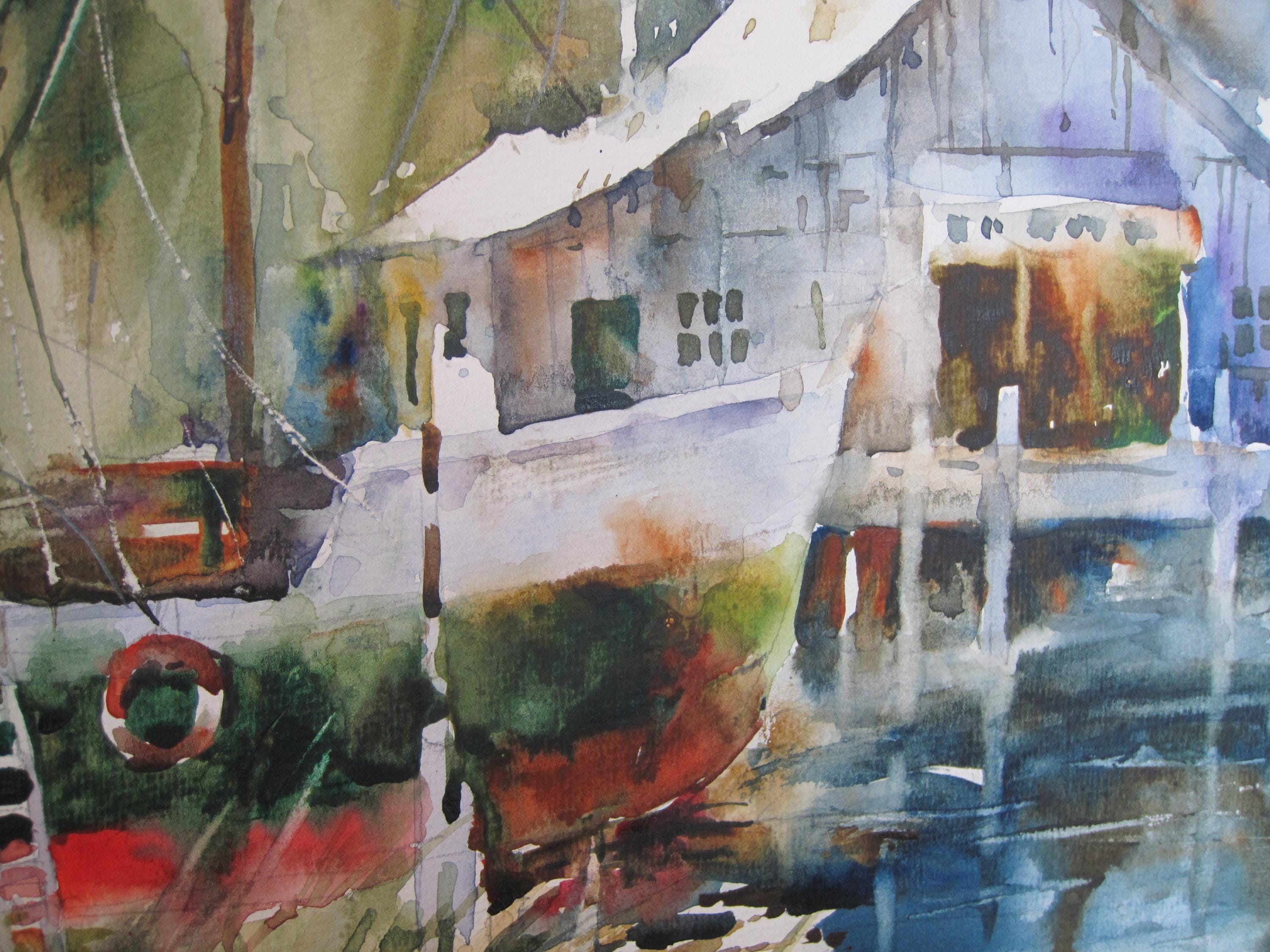 織田義郎　水彩画 Harbor Scape III 296/300 織田義郎 水彩画 Harbor Scape III 296/300