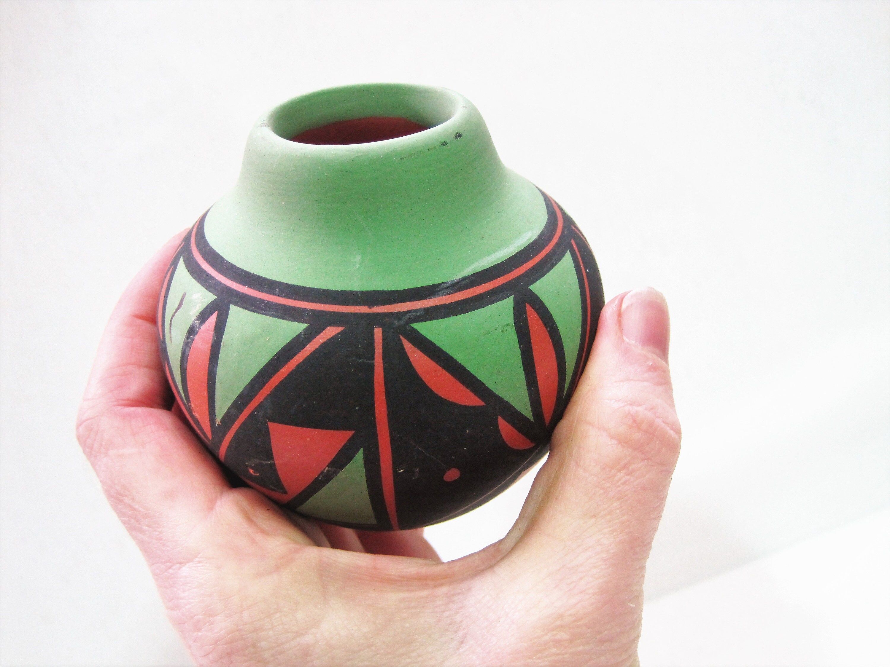 Vintage Native American Bowl Indian Paint Pot Geometric Etsy