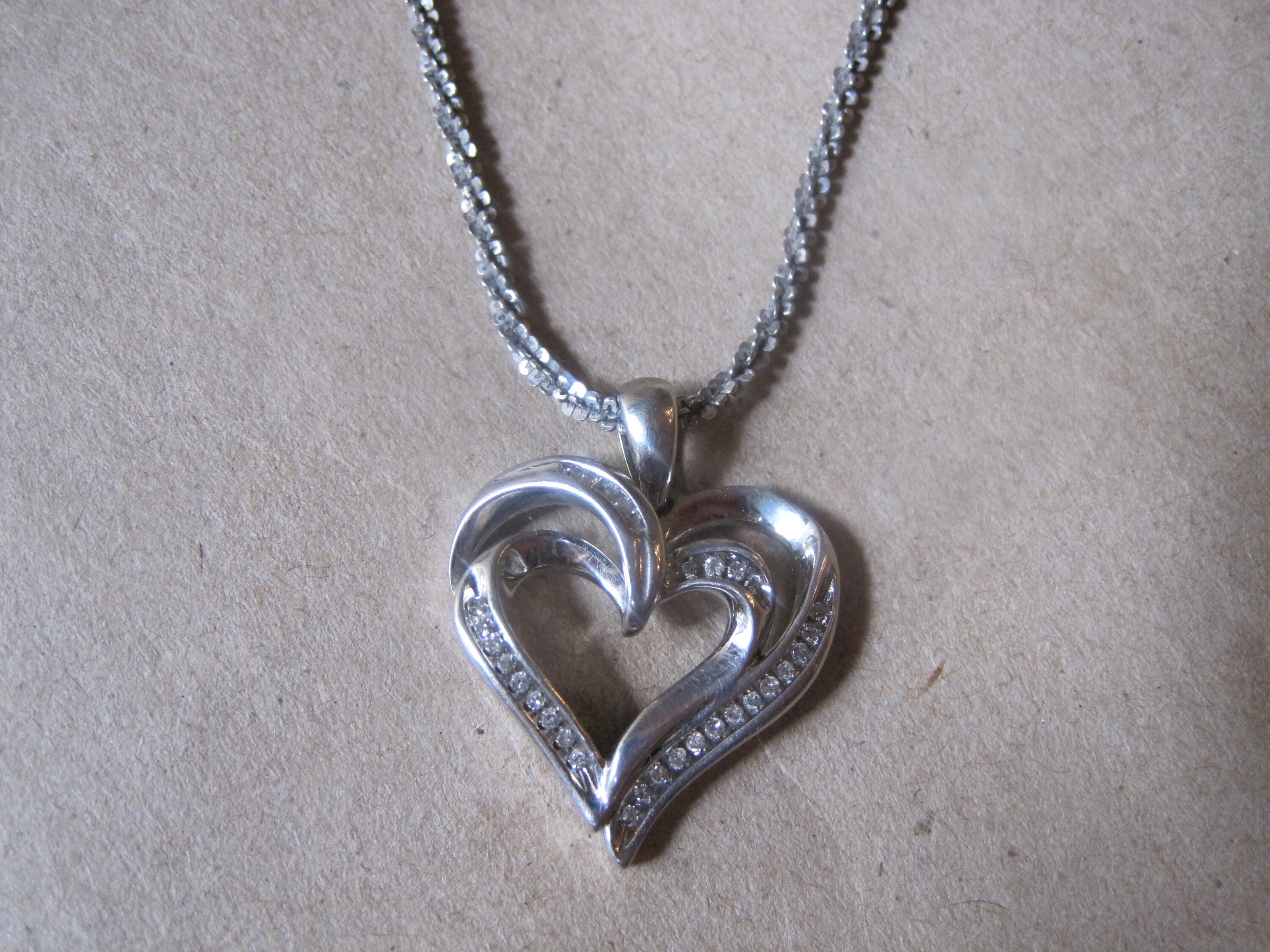 ◆STONEHENgE◆ silver heart necklace SC1682 🔥925 Sterling Silver Heart Necklace White Stone CZ Pendant