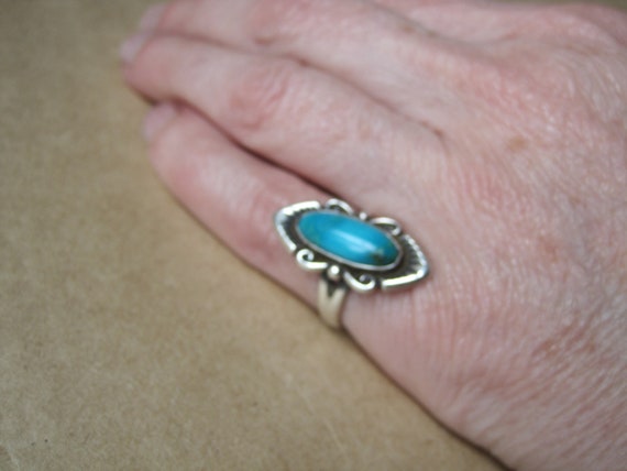 Vintage Hopi Sterling Turquoise Ring Sz 5.5 Bell … - image 5