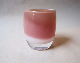 Vintage Glassy Baby Pink Brown Candle Votive Holder Hand Blown Seattle Made Glassybaby Colorful Calm Room Decor Candle Cup 3.75" Hygge 1898