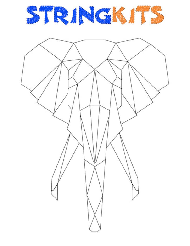 Elephant String Artwork Template graphic about Printable String Art Templates named Elephant String Artwork Template