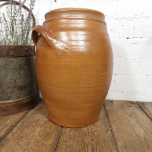 Large Antique French Stoneware Glazed Confit Pot with Lid Bild 4
