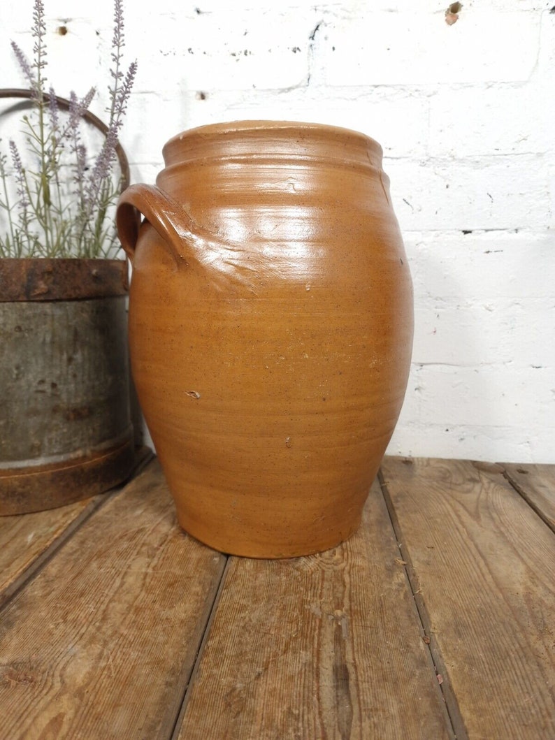 Large Antique French Stoneware Glazed Confit Pot with Lid Bild 4