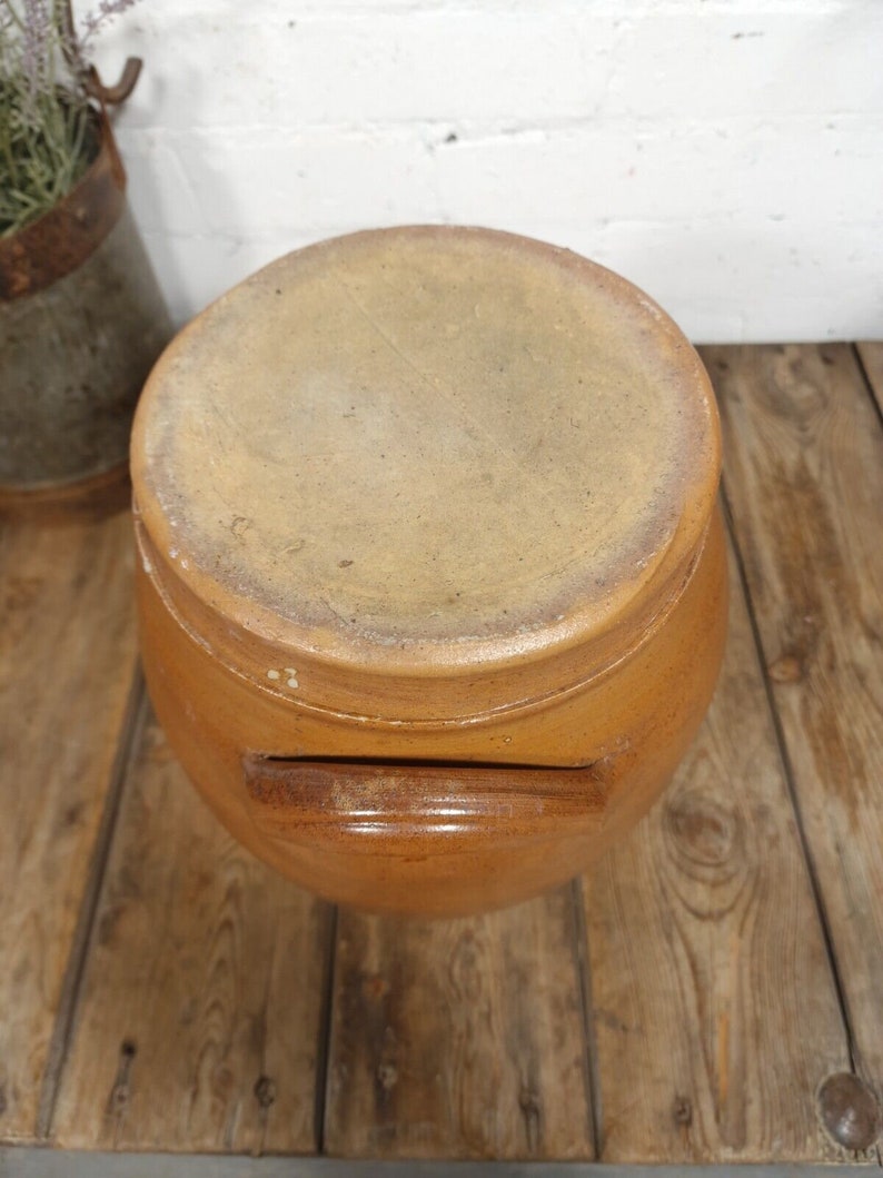 Large Antique French Stoneware Glazed Confit Pot with Lid Bild 9