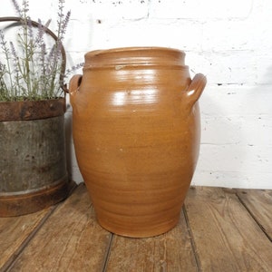 Large Antique French Stoneware Glazed Confit Pot with Lid Bild 6