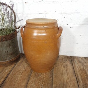 Large Antique French Stoneware Glazed Confit Pot with Lid Bild 2