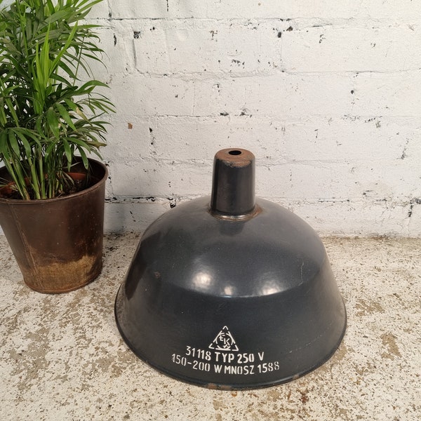 Vintage Industrial Large Enamel Factory Light Shade Hanging Pendant