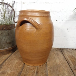 Large Antique French Stoneware Glazed Confit Pot with Lid Bild 8