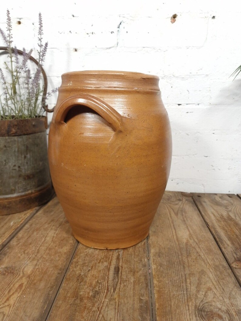 Large Antique French Stoneware Glazed Confit Pot with Lid Bild 8