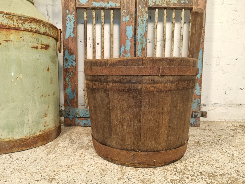 Antique Primitive 19th Century Oak Piggin Bucket With Handle Etsy UK