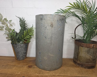 Vintage Indian Industrial Galvanised Metal Rice Grain Cannister Garden Planter