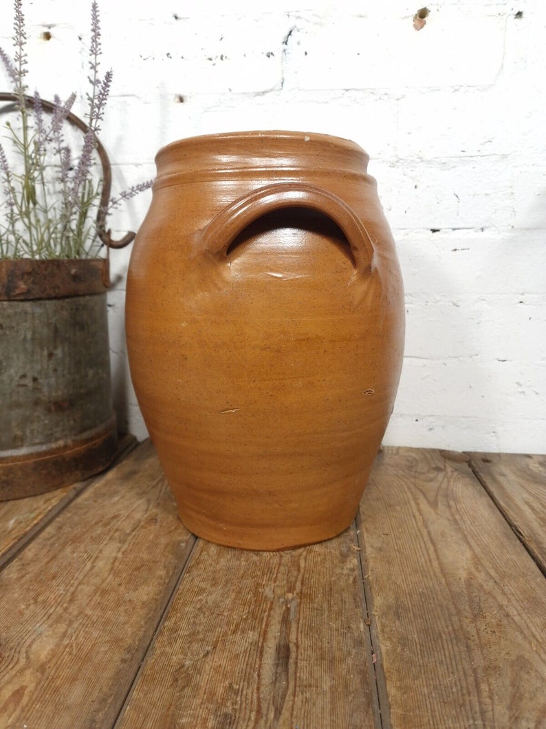 Large Antique French Stoneware Glazed Confit Pot with Lid Bild 5