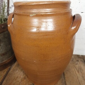 Large Antique French Stoneware Glazed Confit Pot with Lid Bild 7