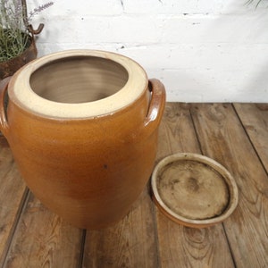 Large Antique French Stoneware Glazed Confit Pot with Lid Bild 10
