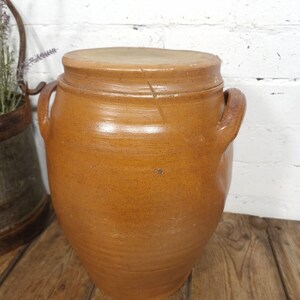 Large Antique French Stoneware Glazed Confit Pot with Lid Bild 3