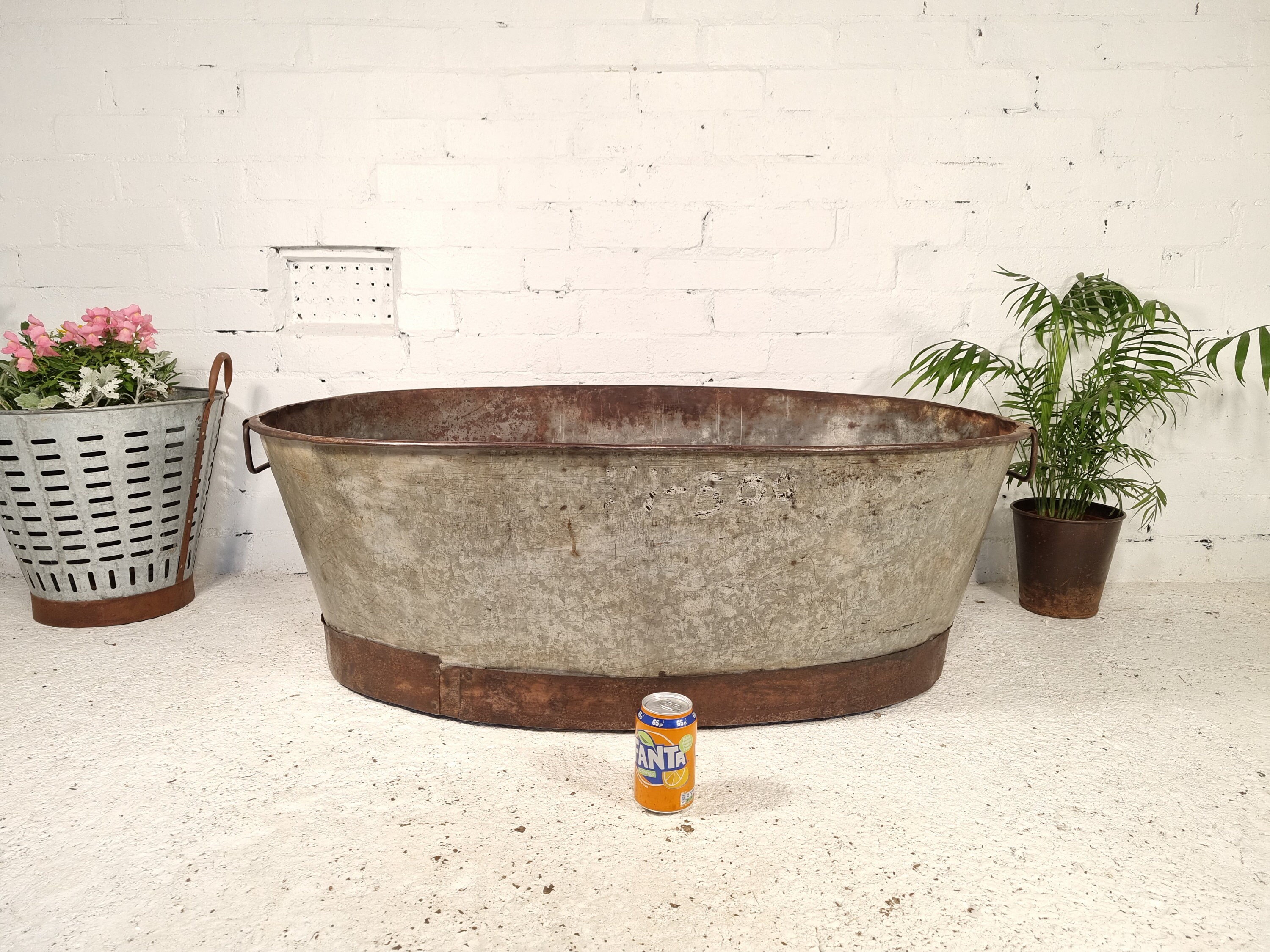 XL Vintage Galvanised Oval Baby Bath Tub Garden Planter Ice Etsy